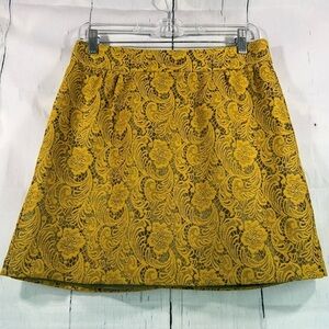 Banana Republic Floral Lace Mini Womens Zip Lined Skirt Dressy Metallic Sz 4